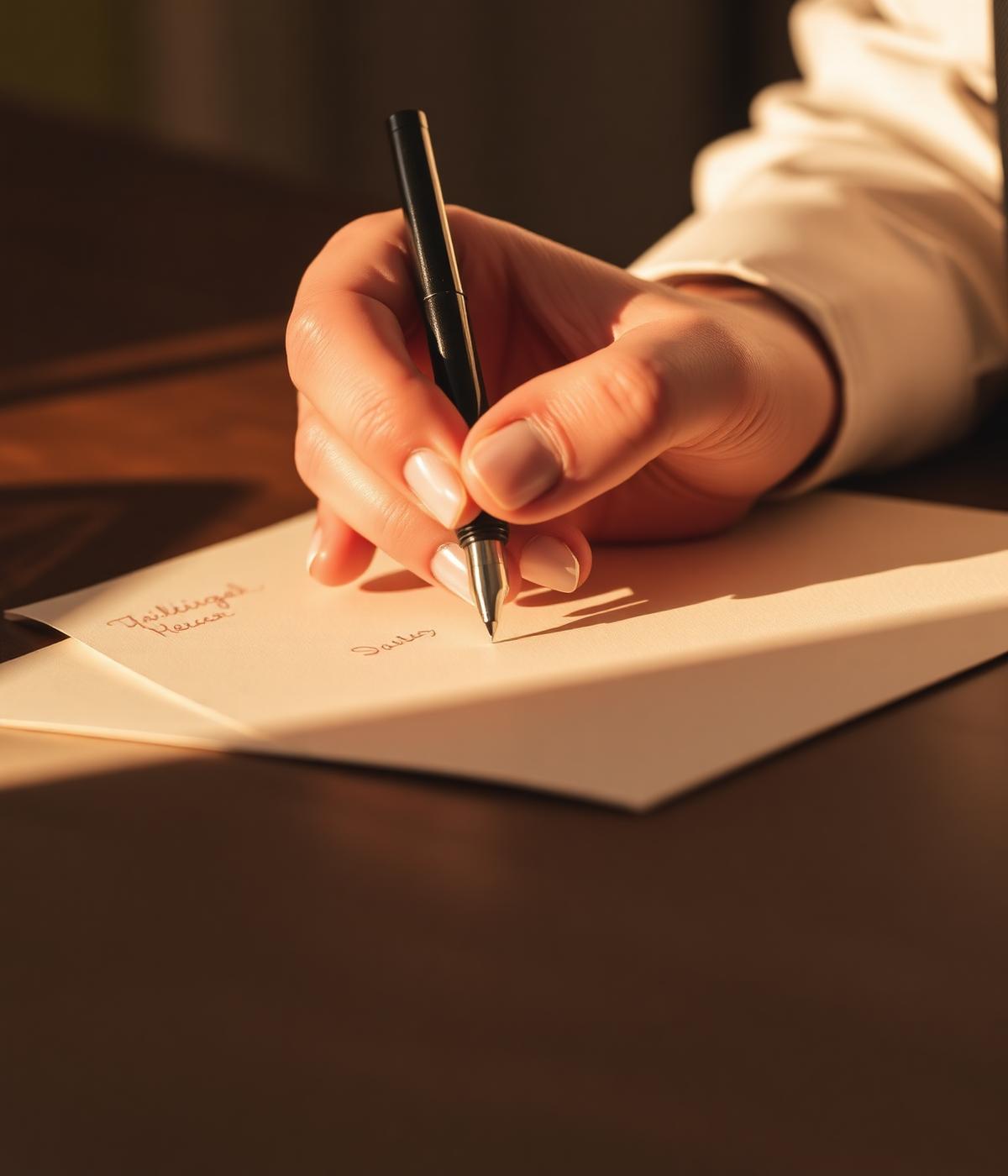 Fountain pen writing on cream paper